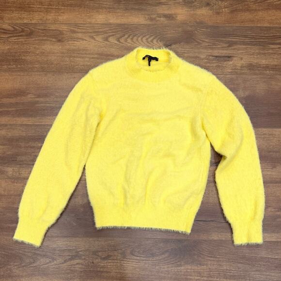Maje Fuzzy Textured Crewneck Sweater in Soft Yellow Size 1 (Small) - Picture 2 of 11